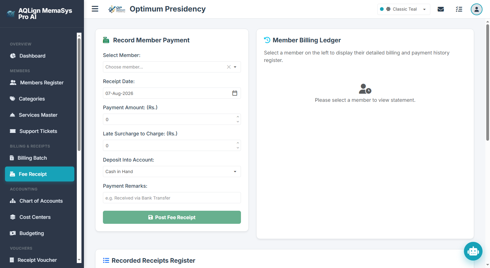 Automated Fee Receipt & Voucher