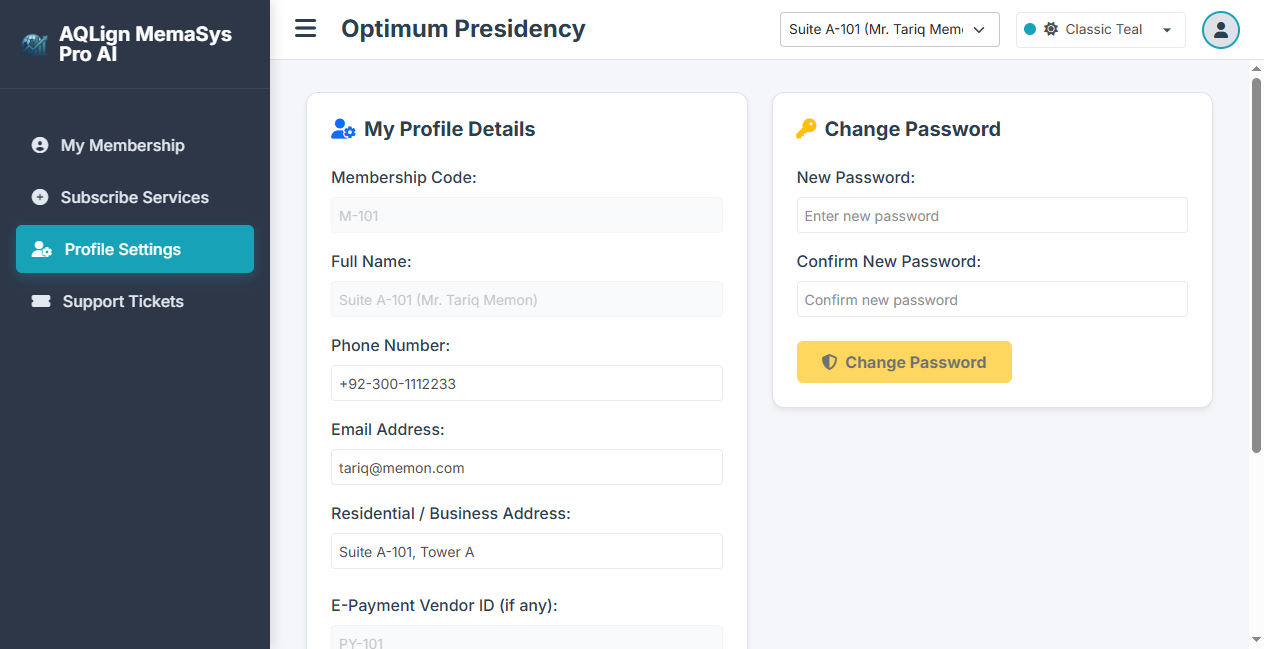 Member Profile & Ledger