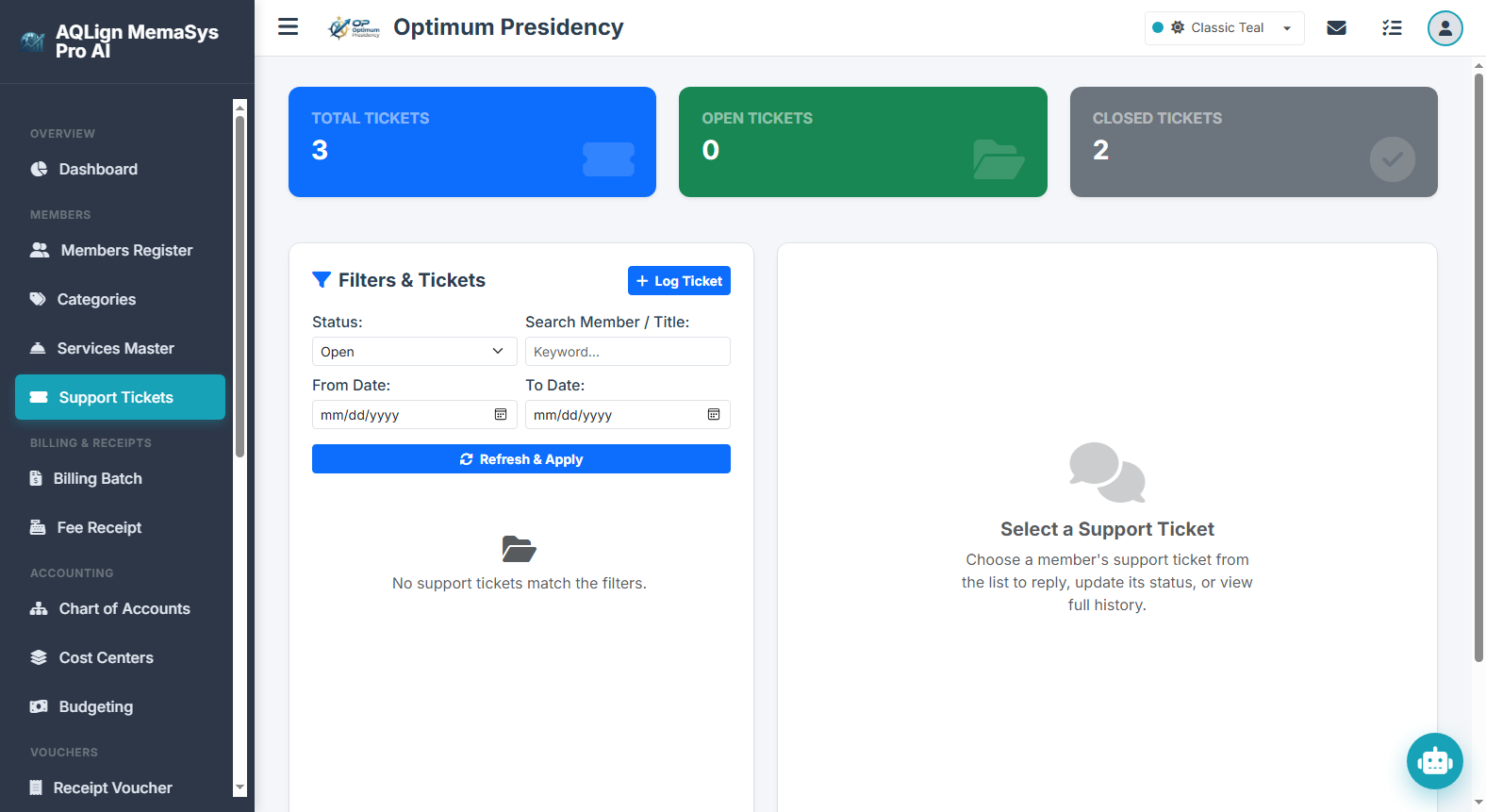 Member Helpdesk & Support Tickets